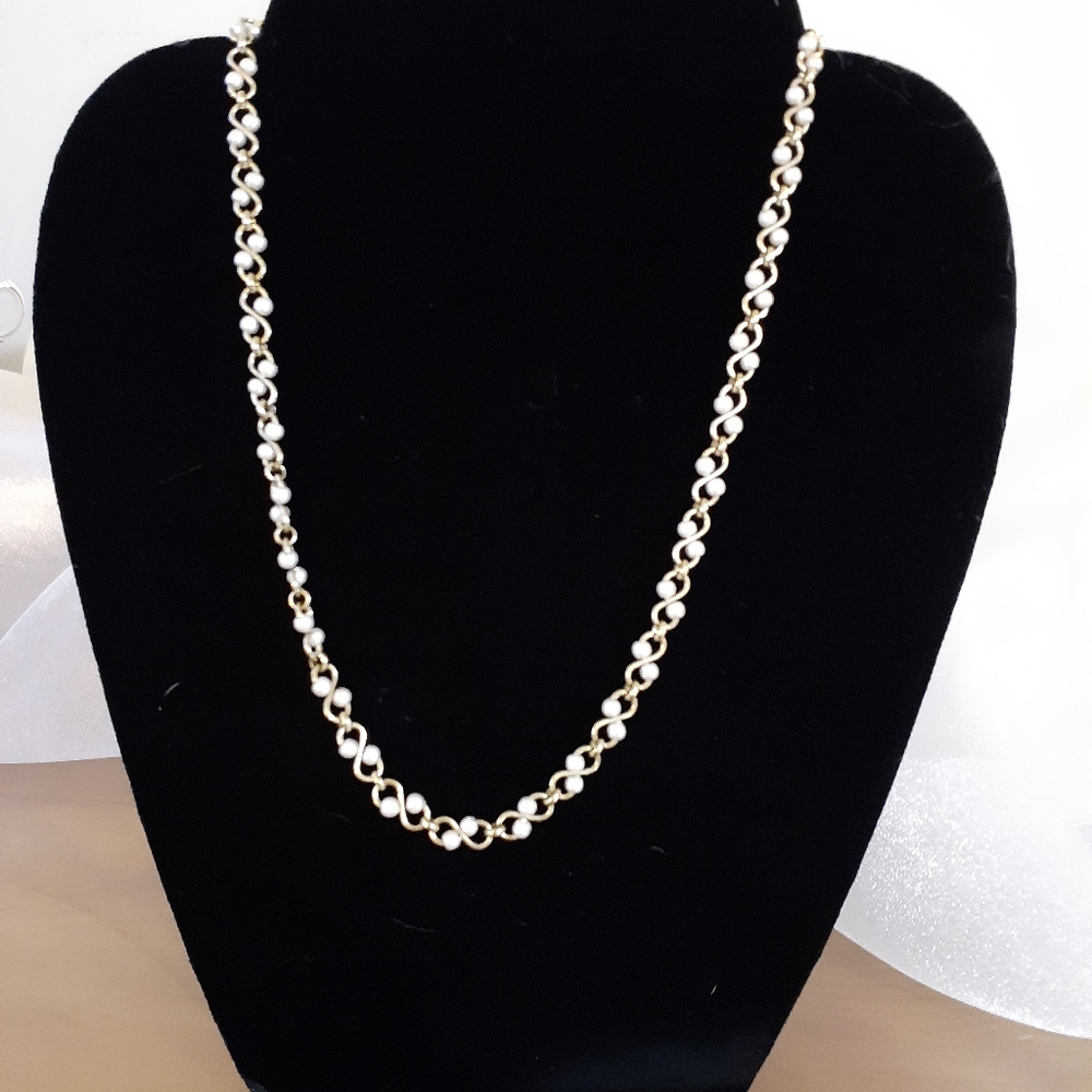 1/2 Price. Marked.. Vintage Gold Tone and Faux Pearl Necklace
